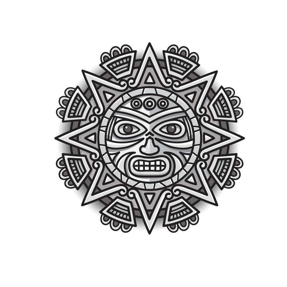 hand drawn Aztec sun ethnic symbol vector