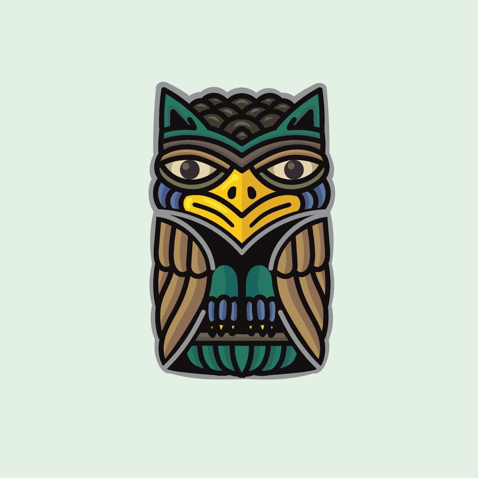 illustration of an owl Wooden object symbol animal vector