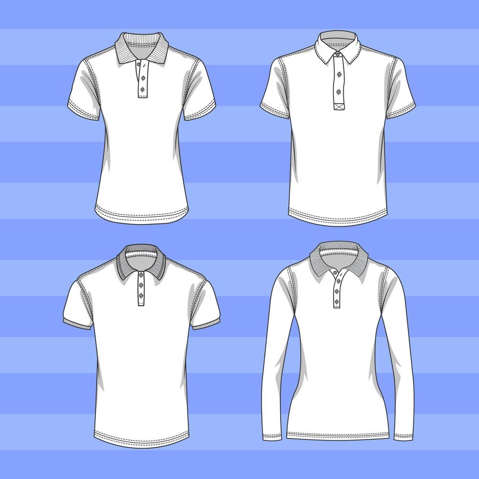White Polo Template with Outline vector