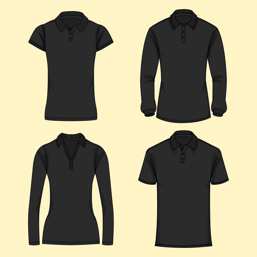 Black Polo Template with Outline vector