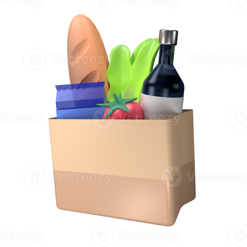 Groceries 3D illustration png