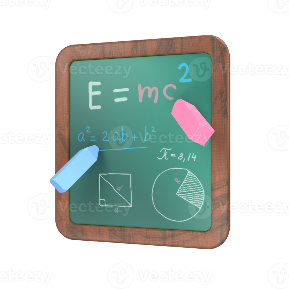 math leçon tableau noir 3d illustration png