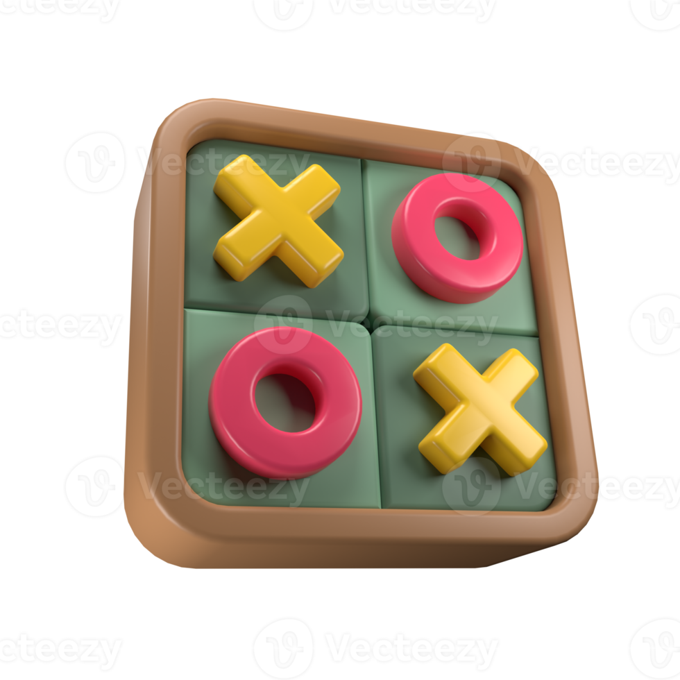 Tic tac toe board game 3D illustration png