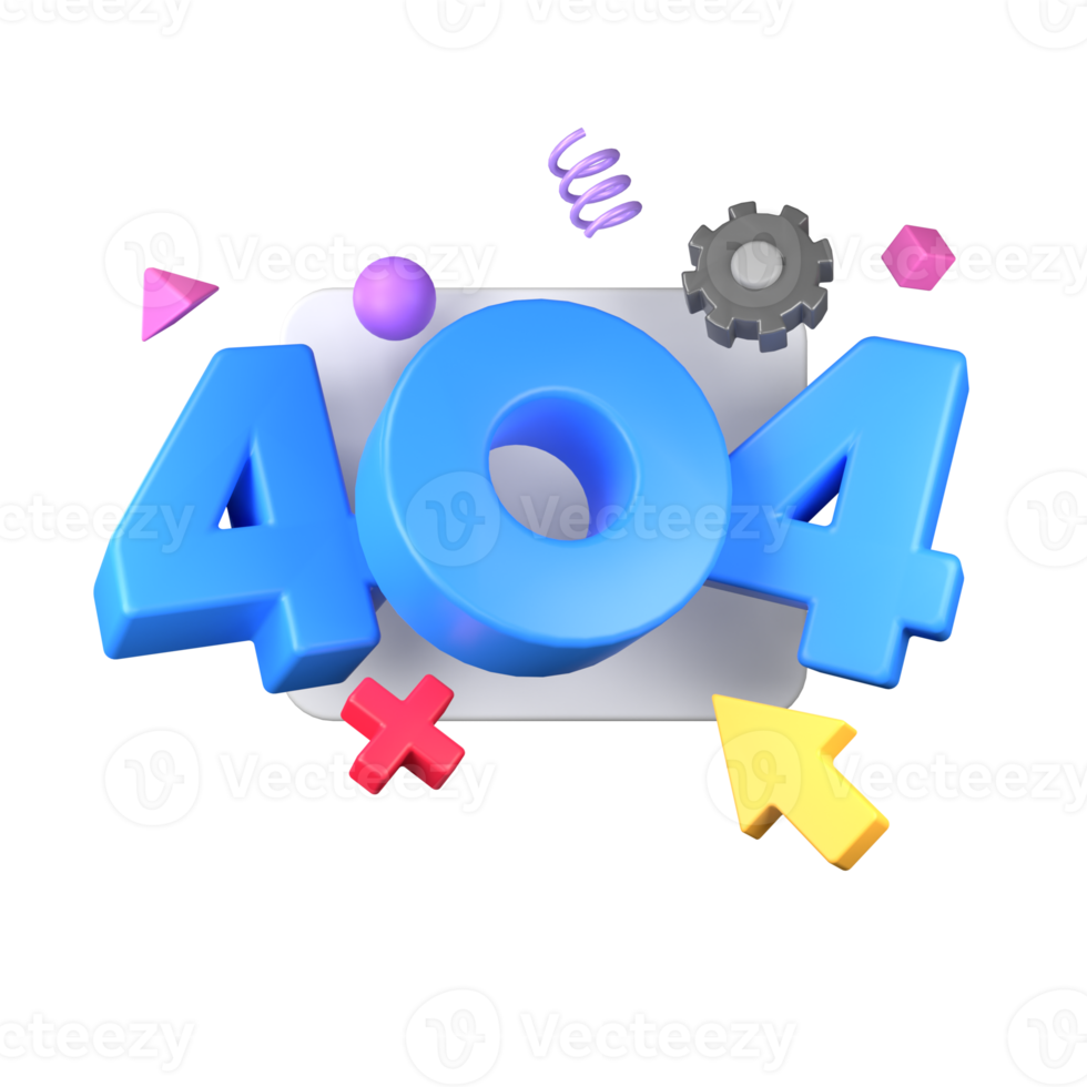 404 error page not found 3D illustration png