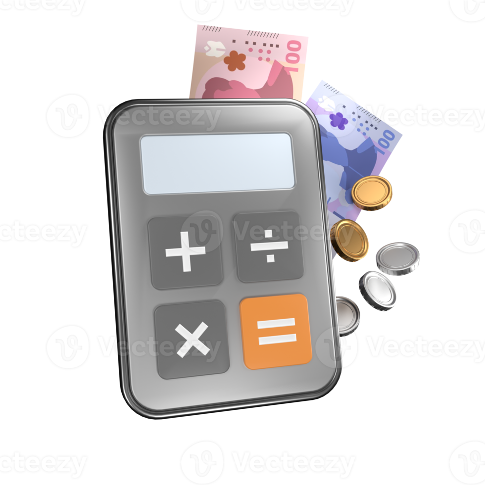 Spending calculation 3D Illustration png
