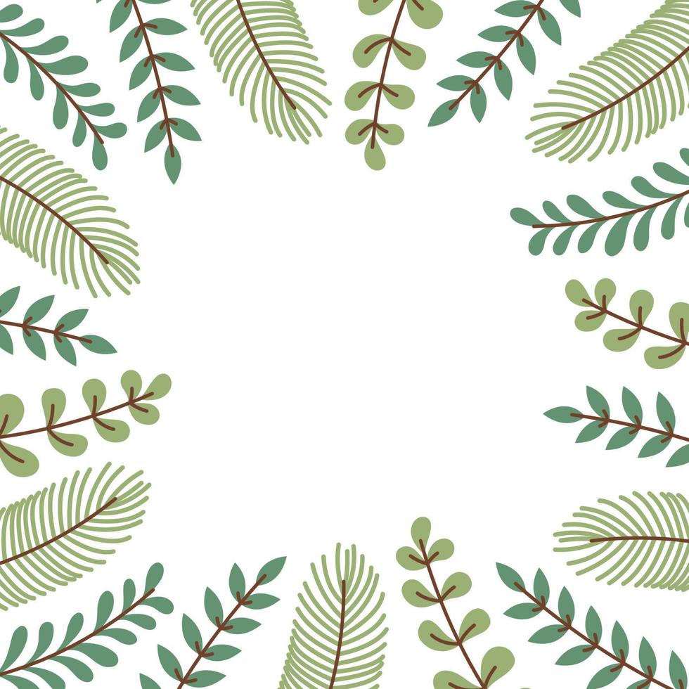 hand drawn leaves border vector background illustration