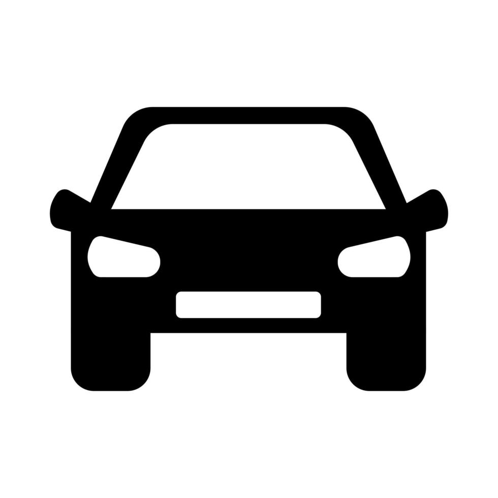 coche o vehículo frente ver plano icono en blanco antecedentes. vector