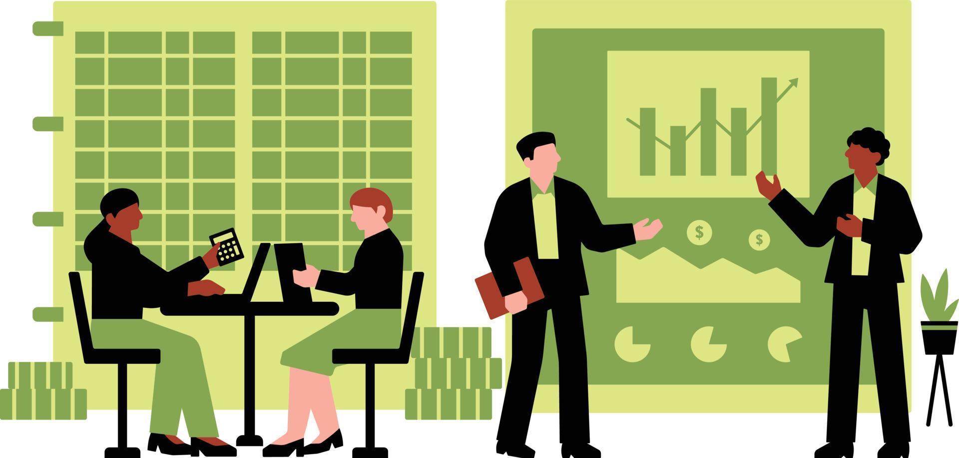 Business people working in the office. Vector illustration in flat style.
