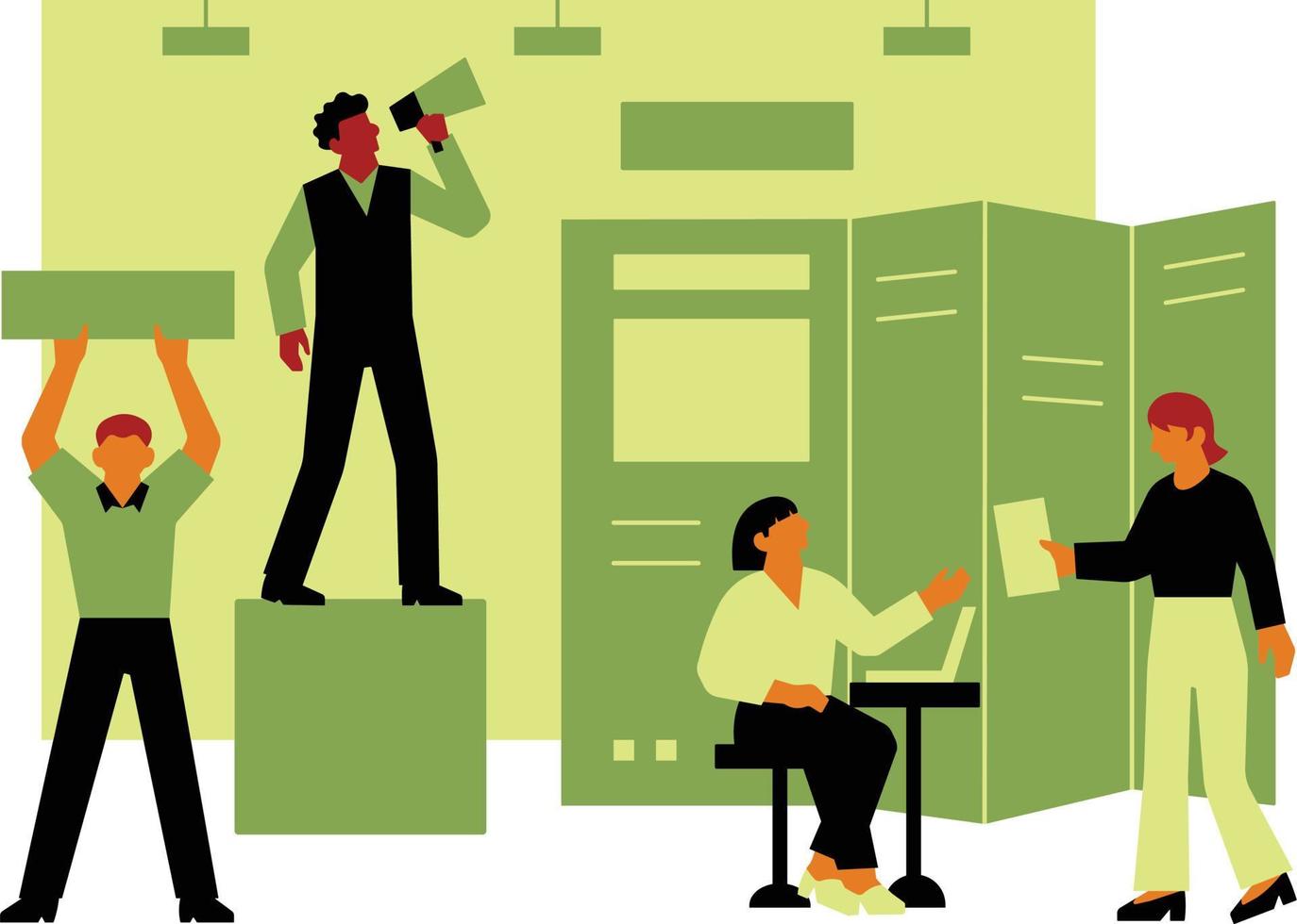 Business people working in the office. Vector illustration on white background.