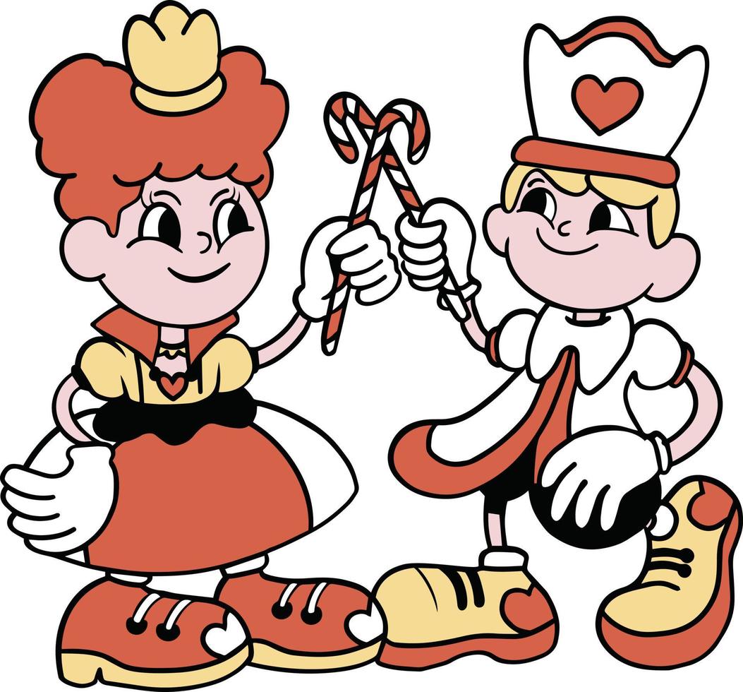 King and Queen Holding Lollipops - Cartoon Illustration, Vector. sticker vector