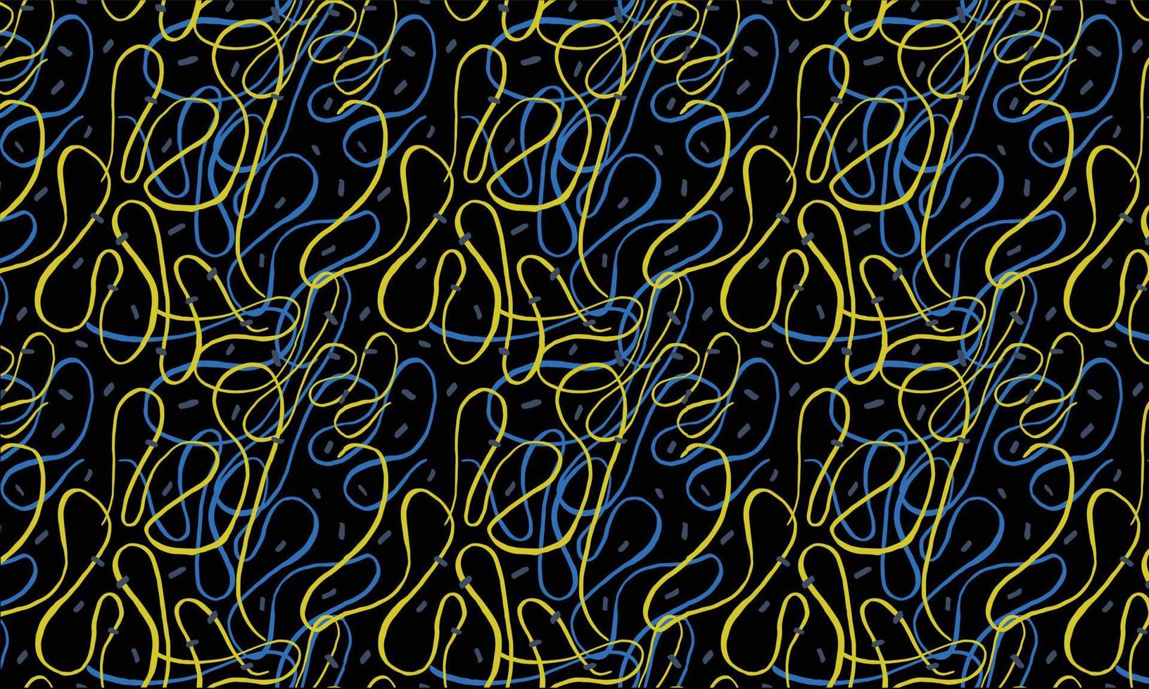 Abstract background with curved lines in blue and yellow colors on a black background vector