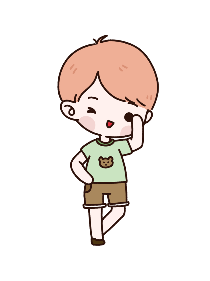 Cute boy doodle cartoon character png