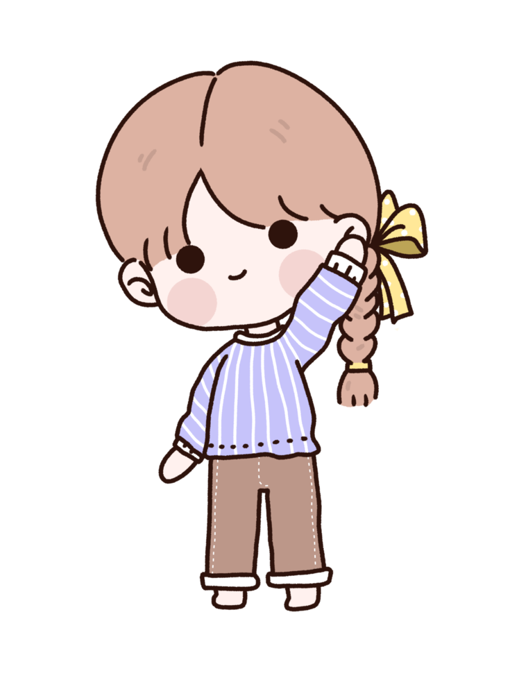 Cute doodle cartoon girl character png