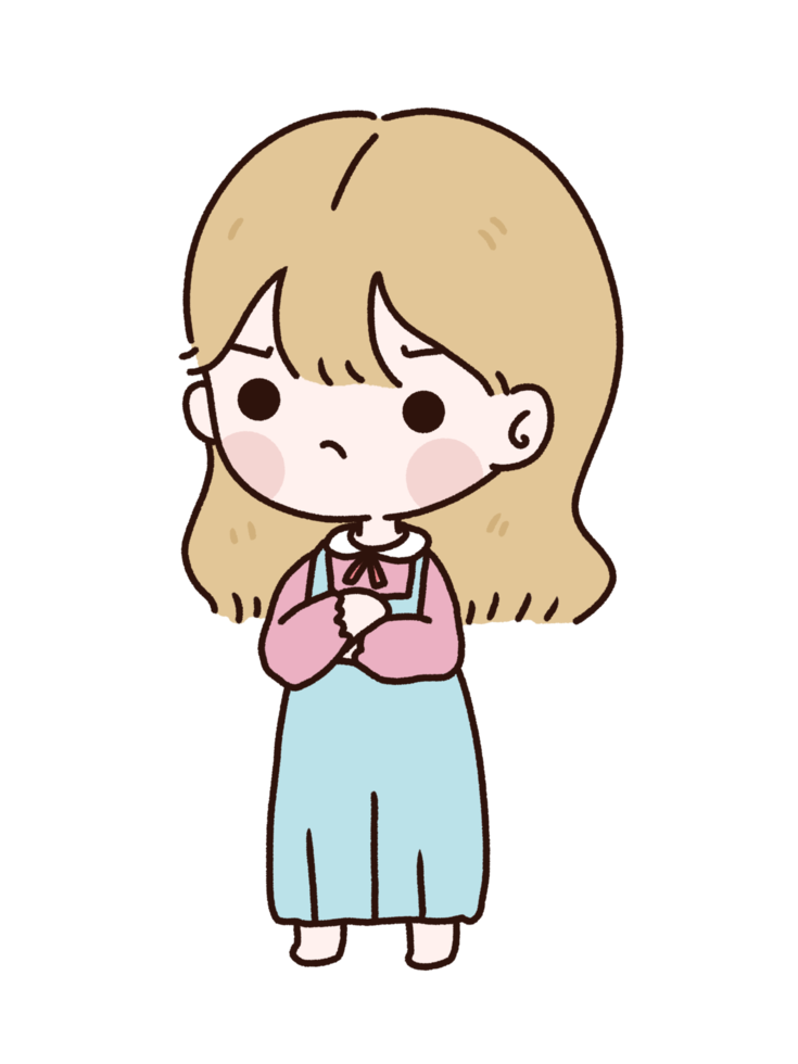 Cute doodle cartoon girl character png