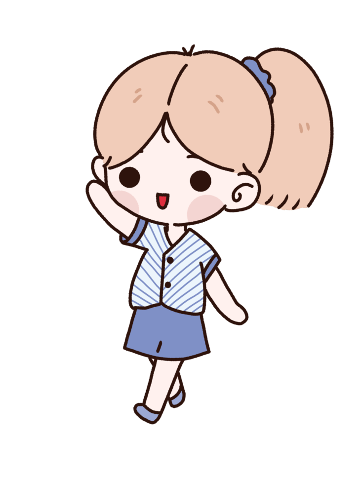 Cute doodle cartoon girl character png