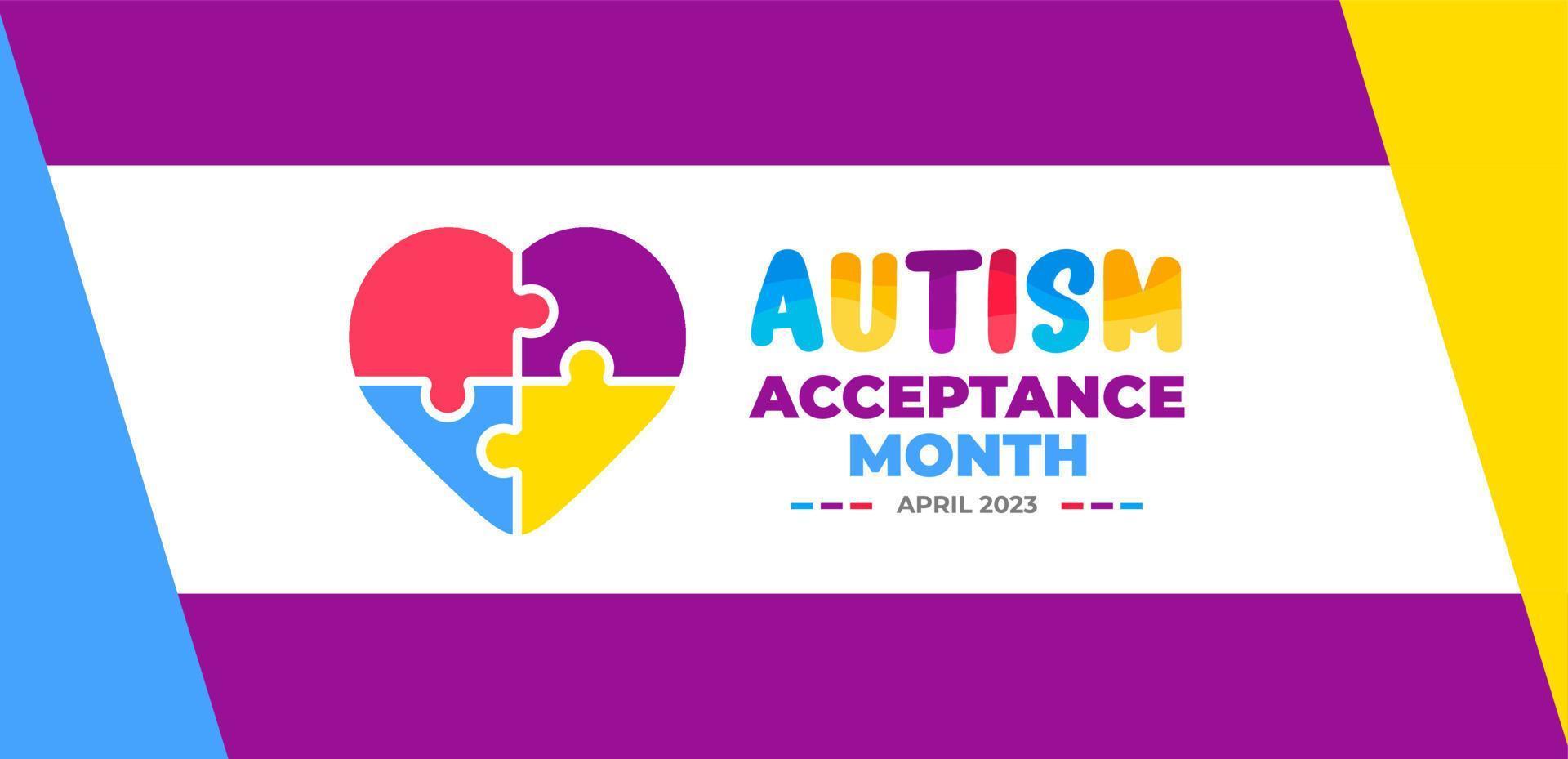 Autism Acceptance Month background for banner design template celebrate in april. vector