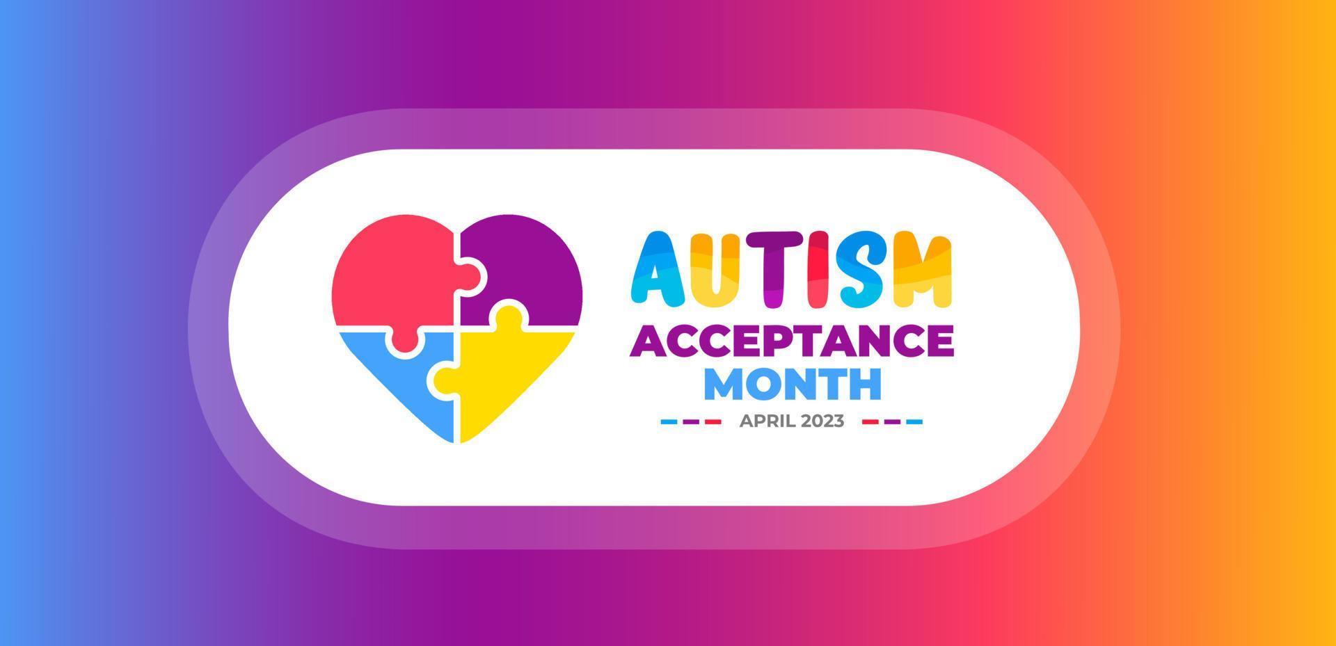 Autism Acceptance Month background for banner design template celebrate in april. vector