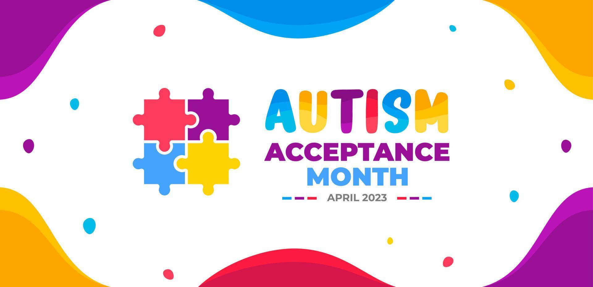 autismo aceptación mes antecedentes para bandera diseño modelo celebrar en abril. vector