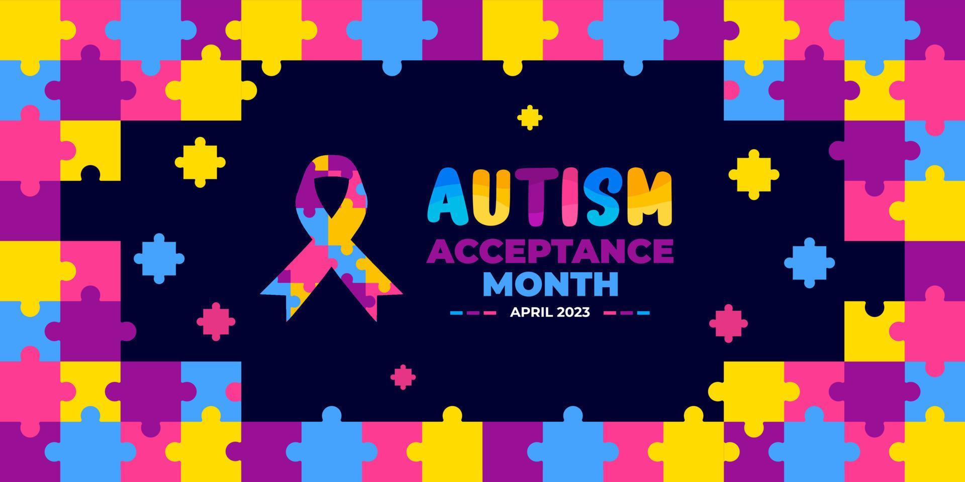Autism Acceptance Month background for banner design template celebrate