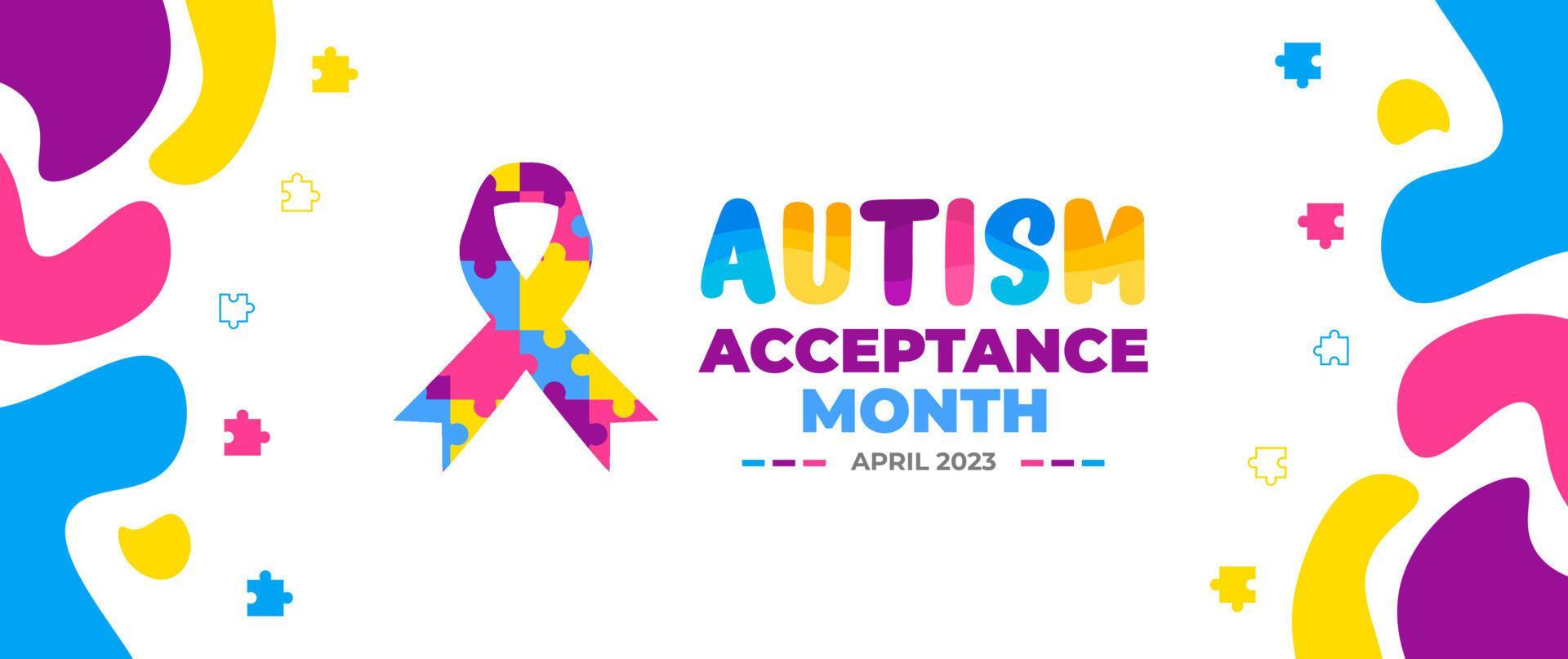 Autism Acceptance Month background for banner design template celebrate