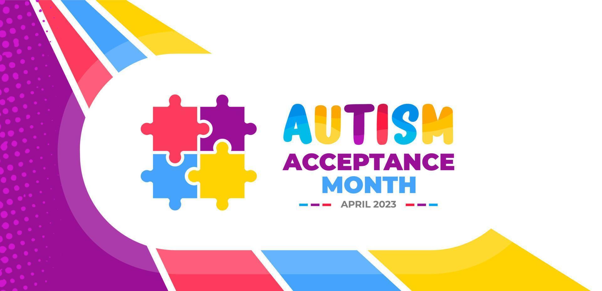 Autism Acceptance Month background for banner design template celebrate in april. vector