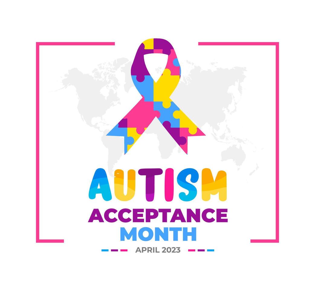 Autism Acceptance Month background for banner design template celebrate in april. vector