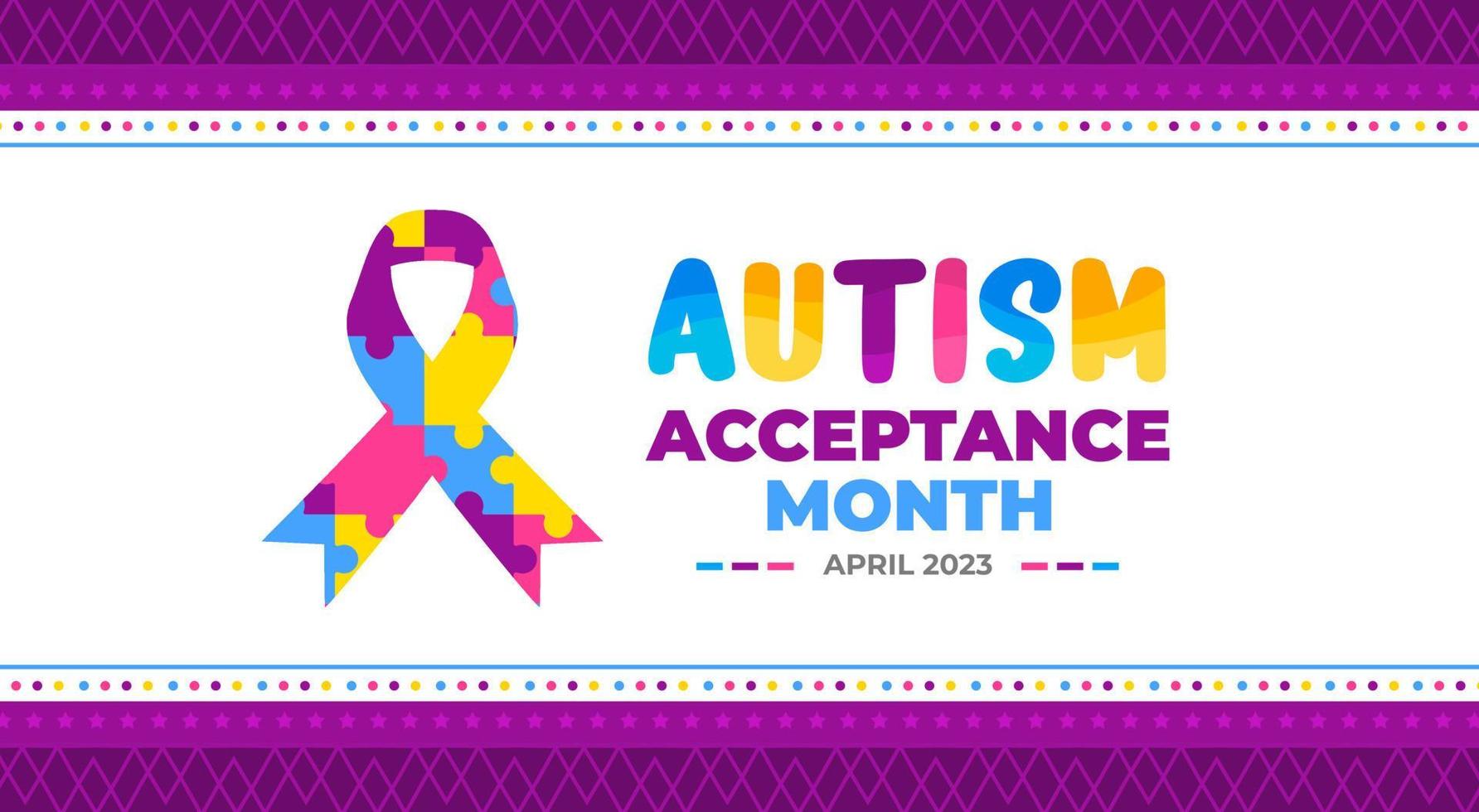 Autism Acceptance Month background for banner design template celebrate in april. vector