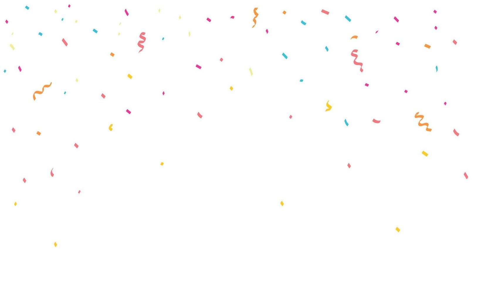 congratulatory background with colored confetti and serpentine. Vector illustration