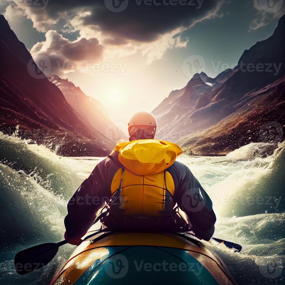 extreme sport rafting whitewater kayaking. Back rest photo