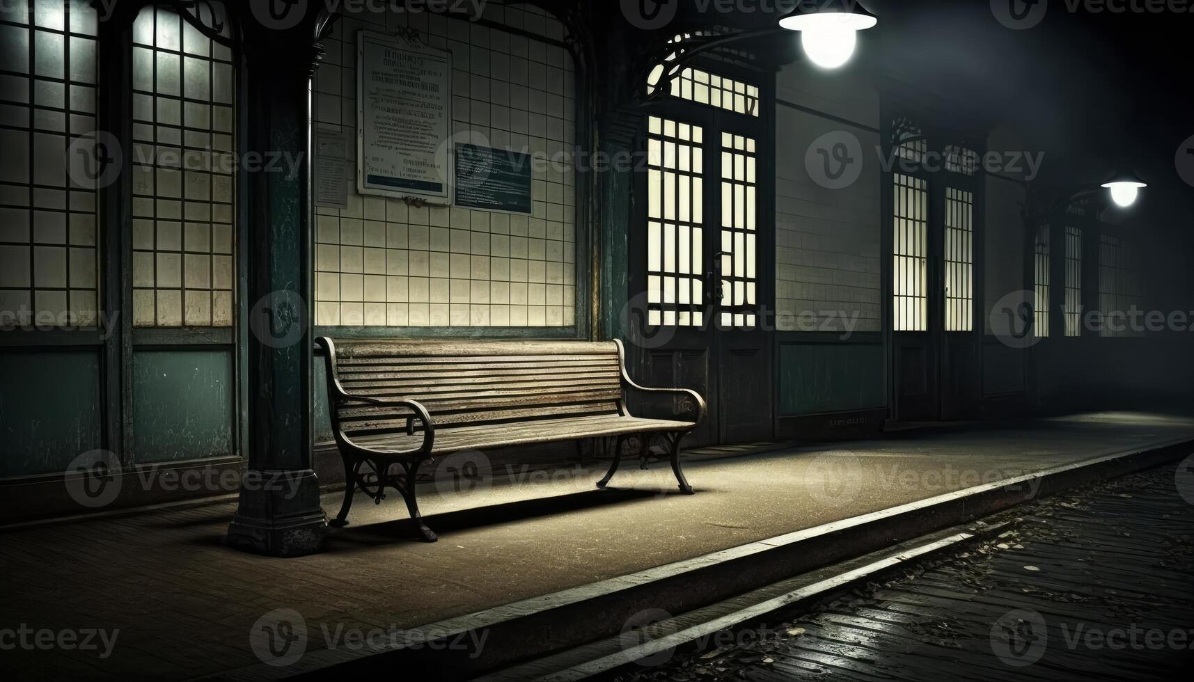 empty railway station abandoned old fashion in the city photo