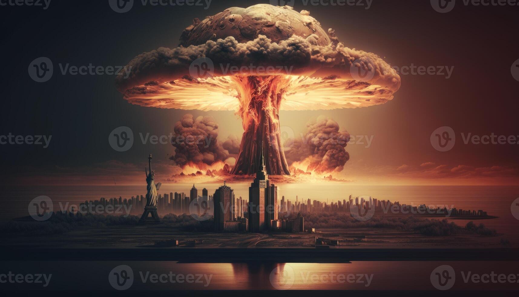 Europa y Estados Unidos después nuclear apocalipsis imagen generativo ai foto