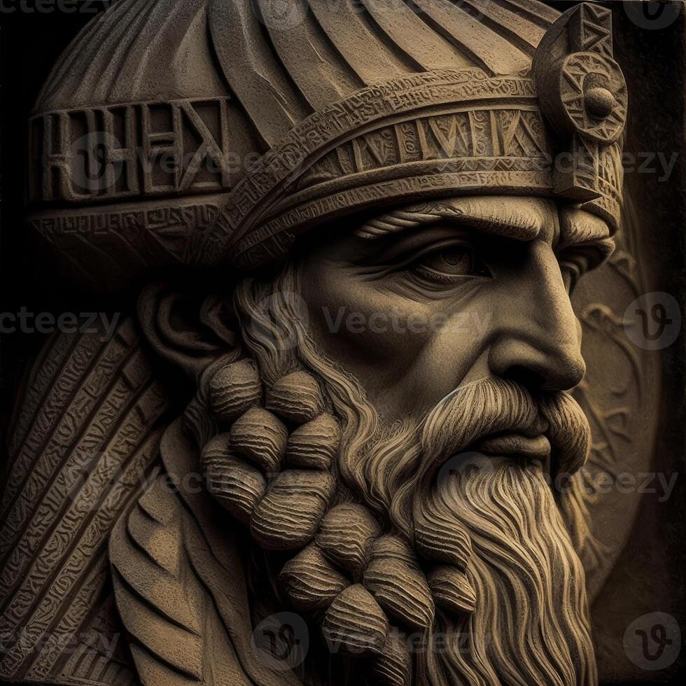 enki enlil Sumerian ancient statue close up face image photo