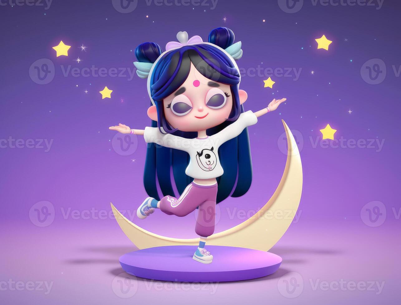 cute cartoon character girl illustration photo