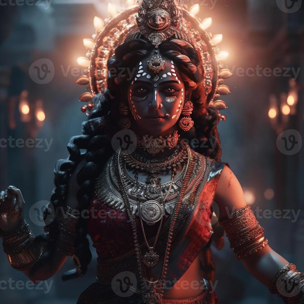 A beautiful kali mata portrait famous hindu goddess photo