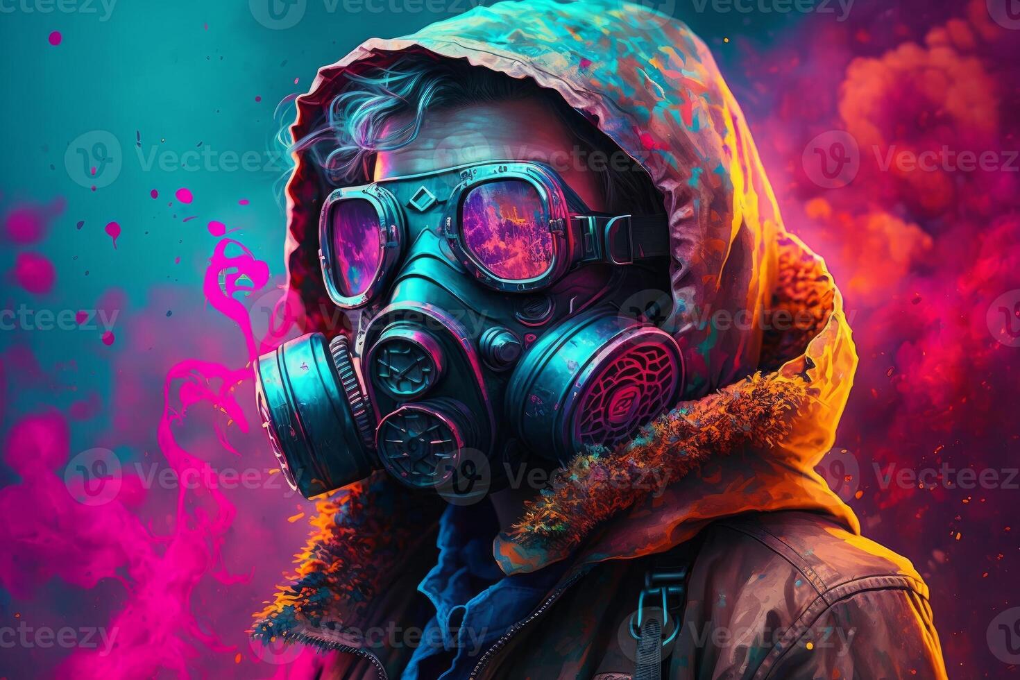 A man wearing gas mask image photo