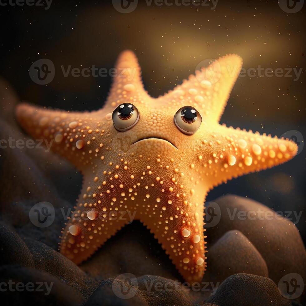 a beautiful starfish light orange color dreamy eye image photo