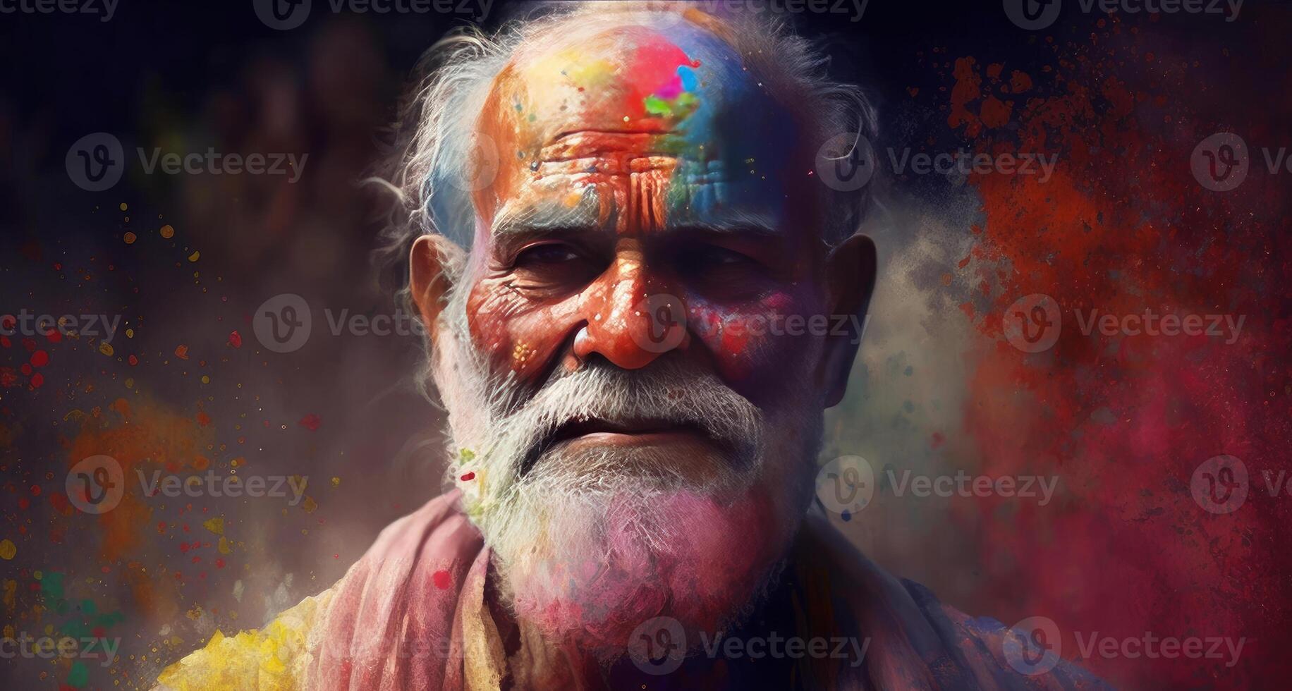 holi imágenes antiguo hombre jugando holi generativo ai foto