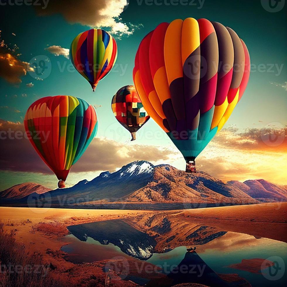 hot air colouful balloons fly sky photo