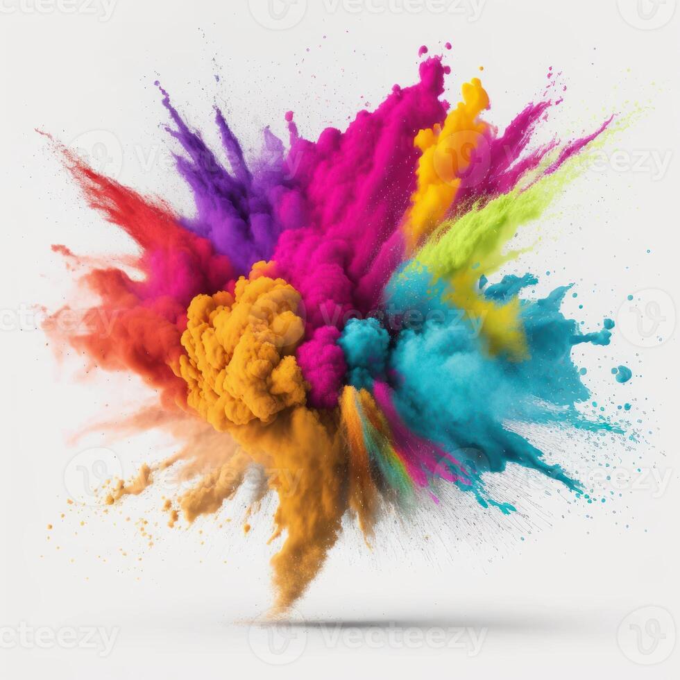 Colorful rainbow holi paint explosion photo