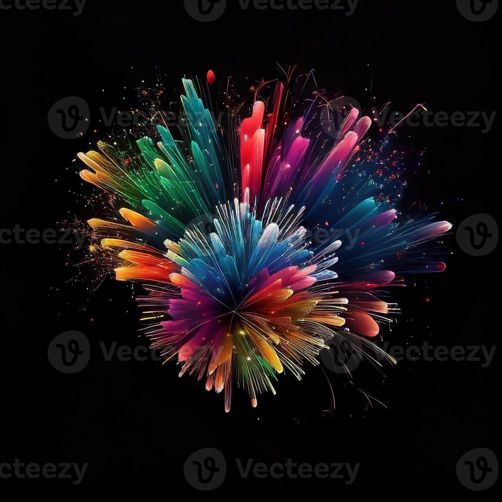 Colorful firework on black background photo