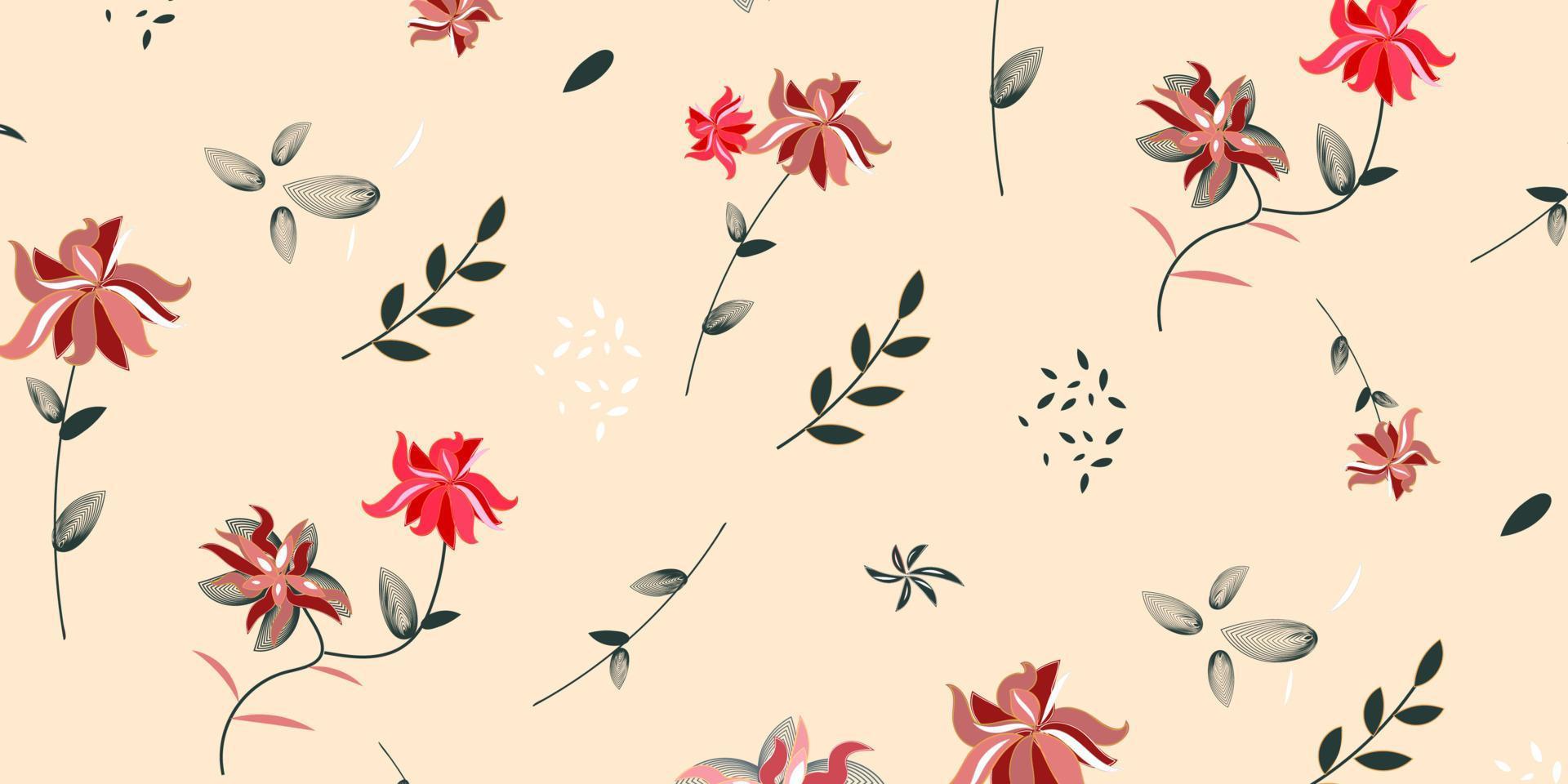 Seamless floral pattern in vector. Abstract art flower design. Find fill pattern on swatches vector