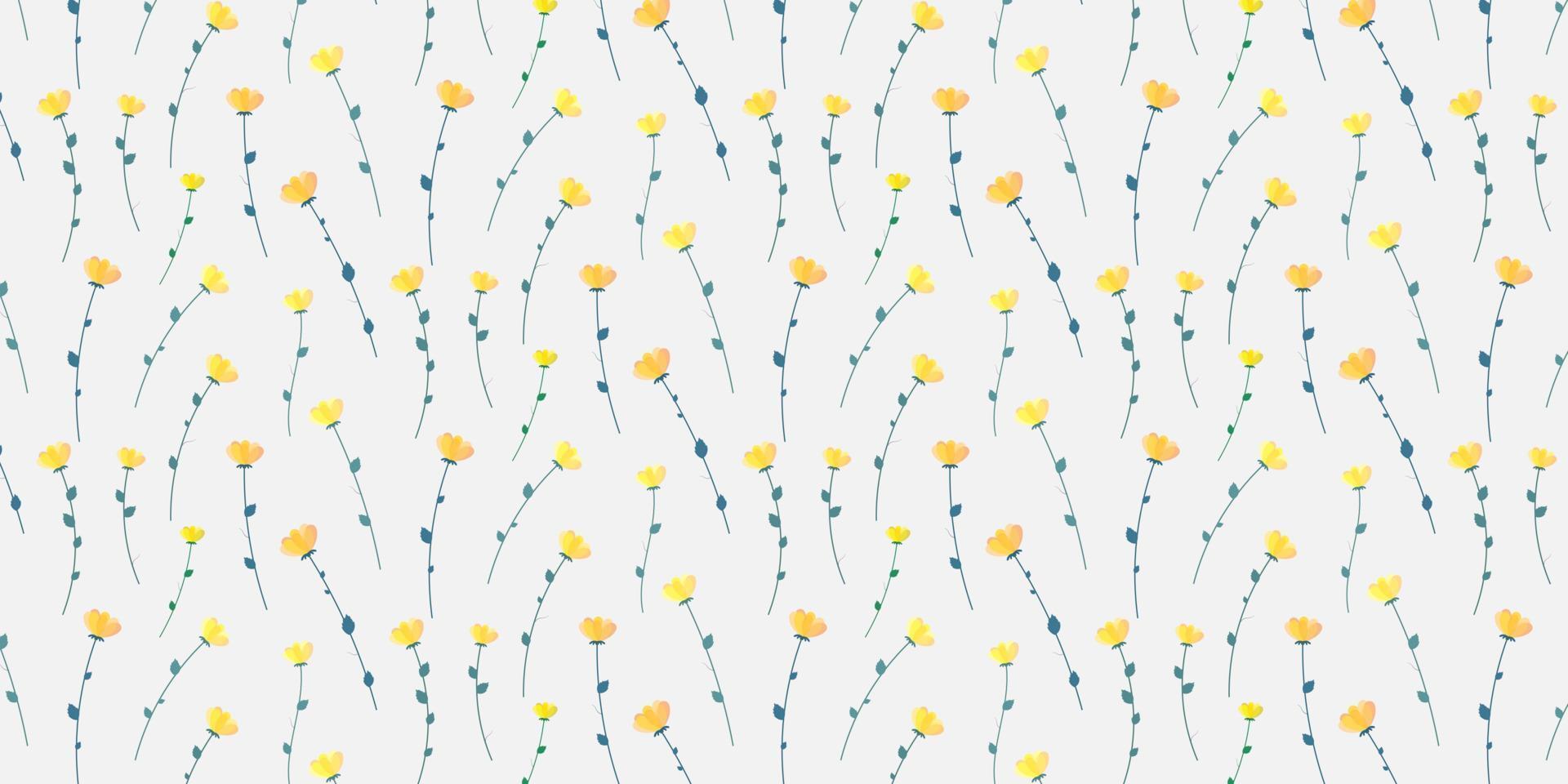 Abstract yellow tulips seamless pattern. Aesthetic cute style design. Find fill pattern on swatches vector