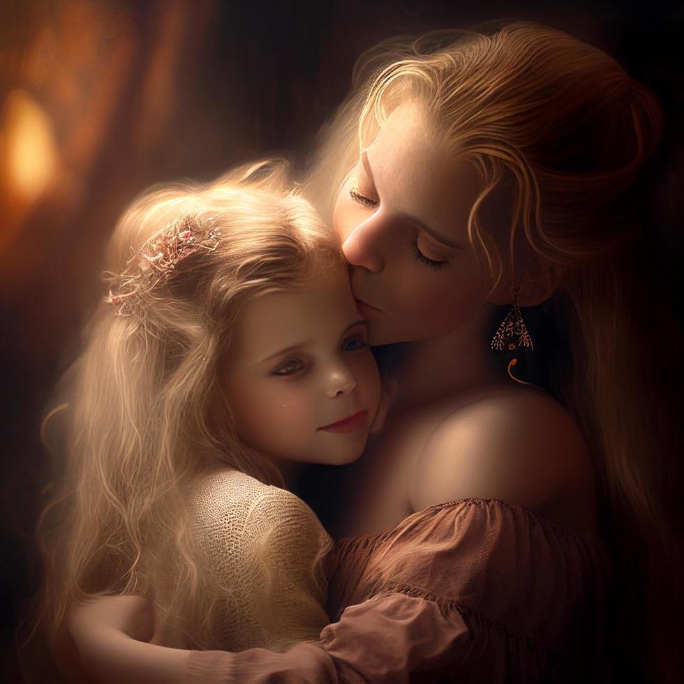 a precious love between mother and daughter image photo