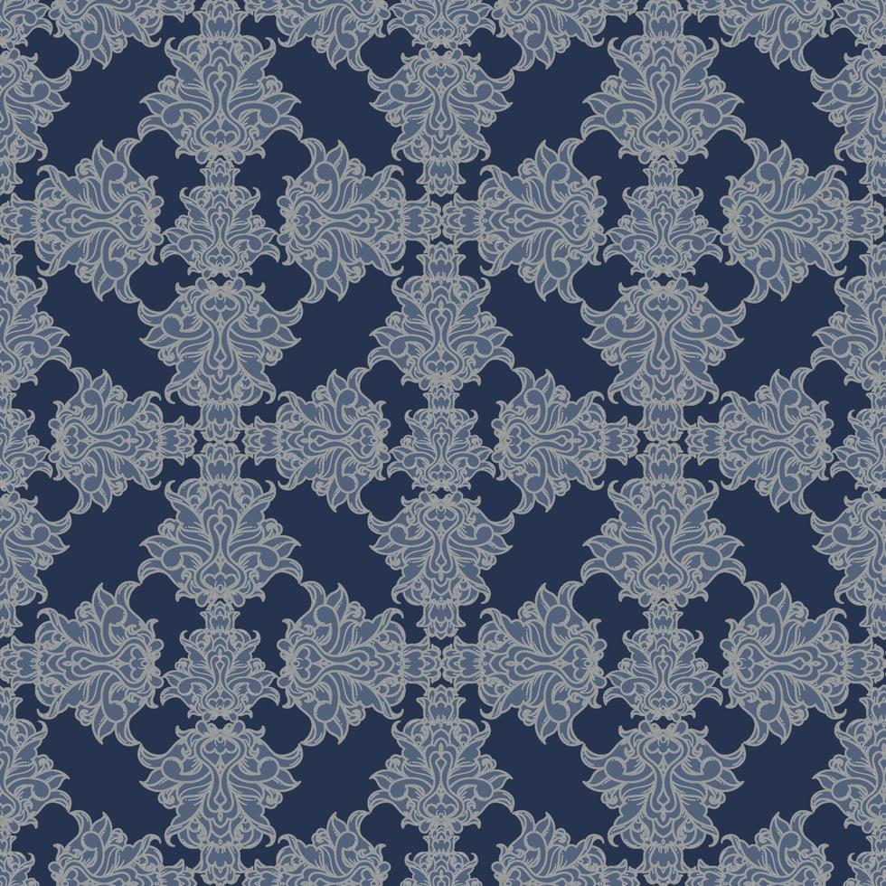 Damask Pattern in Blue Background vector
