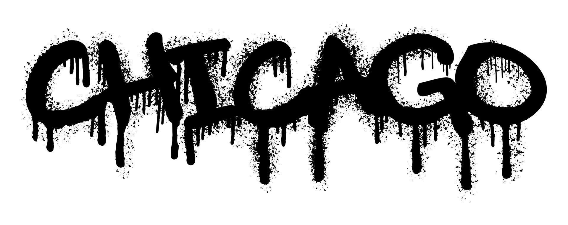 Chicago word typography graffiti art black spray paint isolated on white vector