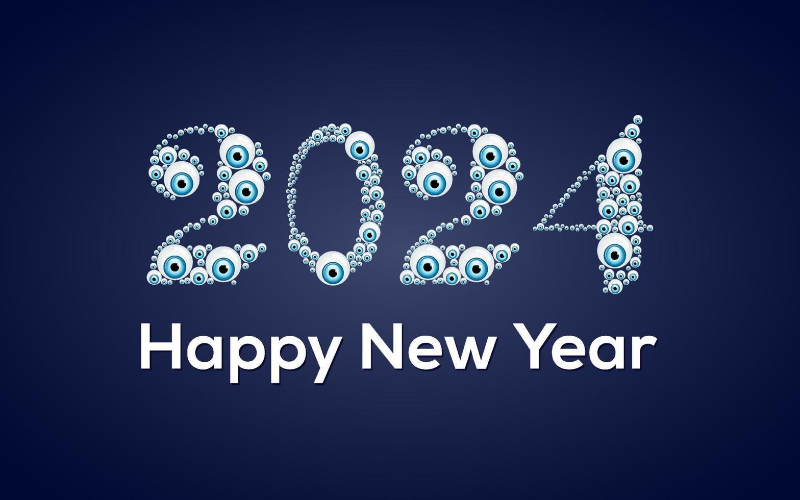 2024 Happy New Year eye logo text design. 2024 number design template. Vector illustration.