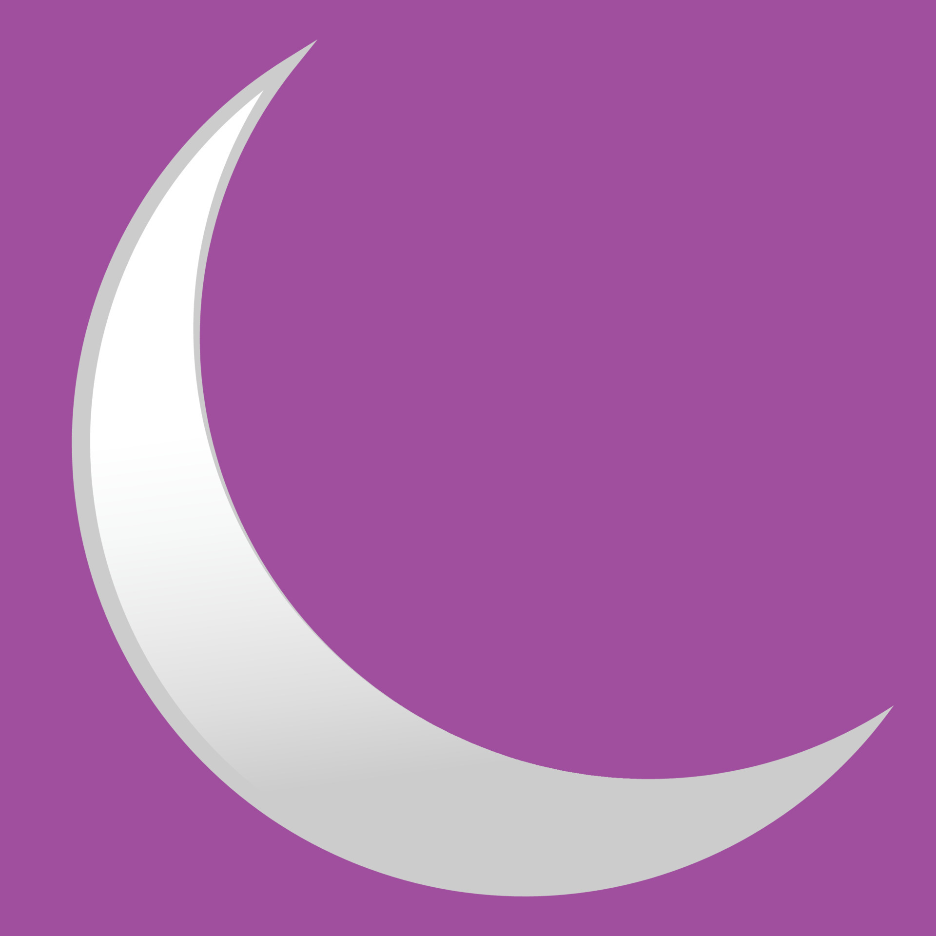 Moon with silver and white color, crescent moon, purple background