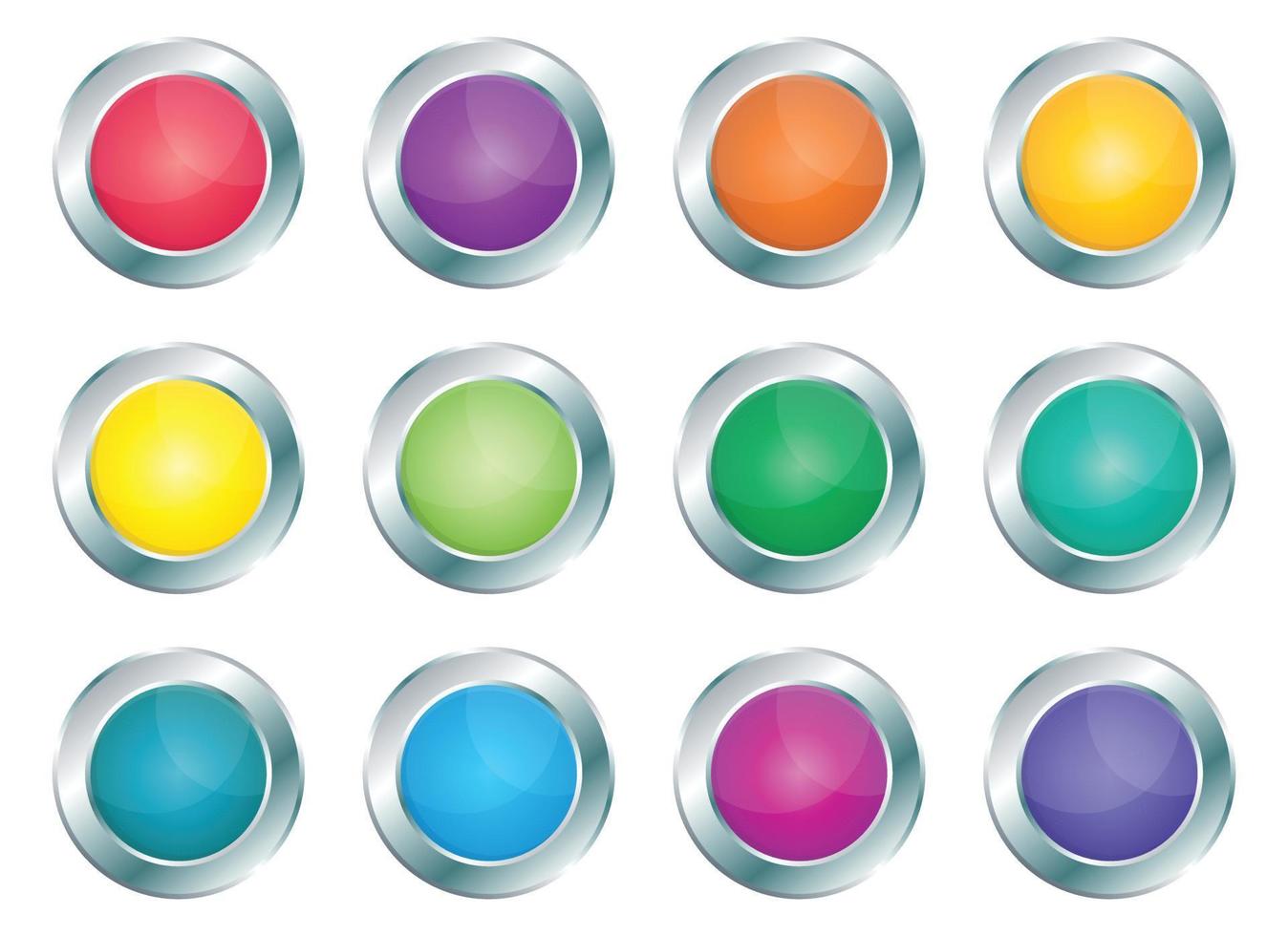 Button with metallic border in realistic style vector illustration