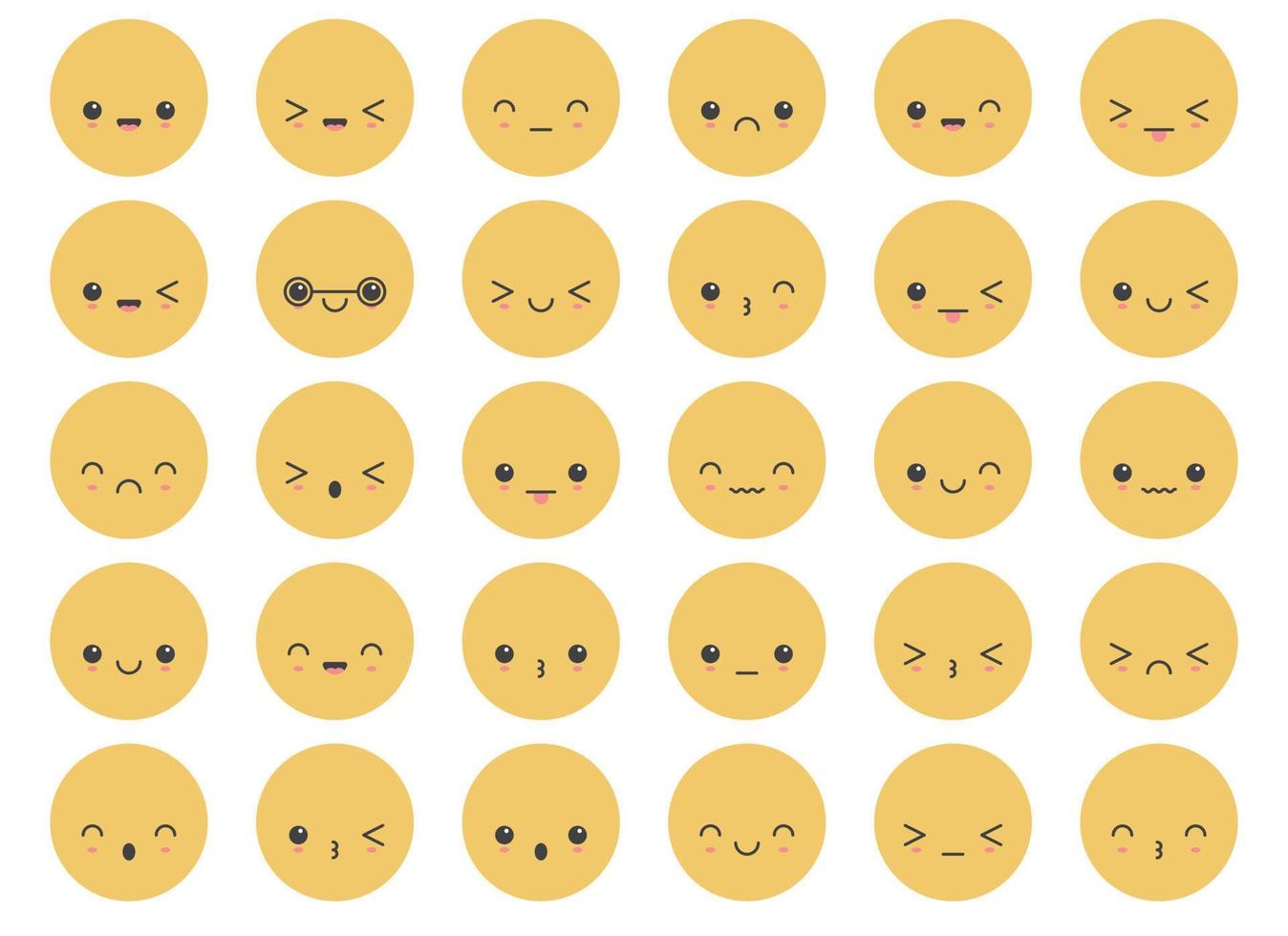 Cartoon emoji faces with different mood vector illustration collection