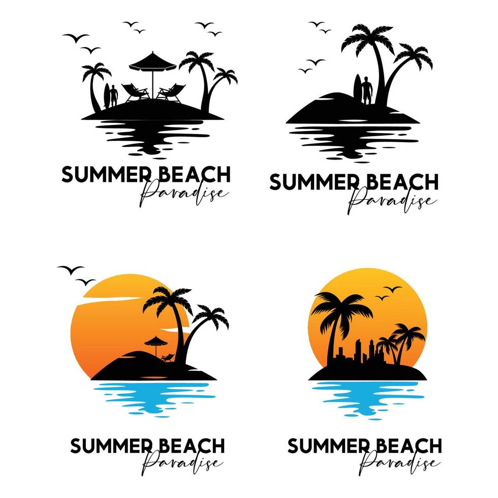 Beach summer vector logo illustration